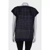 Navy check blouse