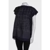 Navy check blouse