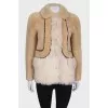 Combined cropped fur coat