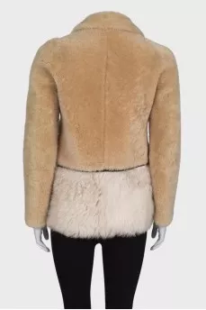 Combined cropped fur coat