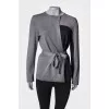 Black and gray belted cardigan