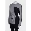Black and gray belted cardigan