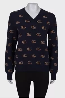 Wool sweater with brand logo