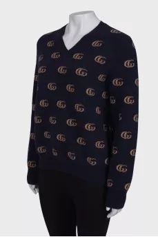 Wool sweater with brand logo