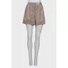 Pleated corduroy shorts