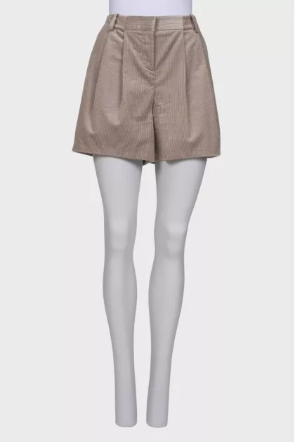Pleated corduroy shorts