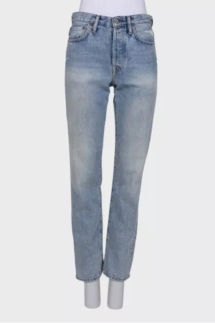 Washed-effect banana jeans
