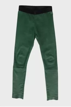 Leather green leggings