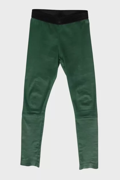 Leather green leggings