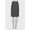 Gray wool straight skirt