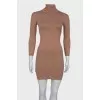 Dark beige turtleneck dress