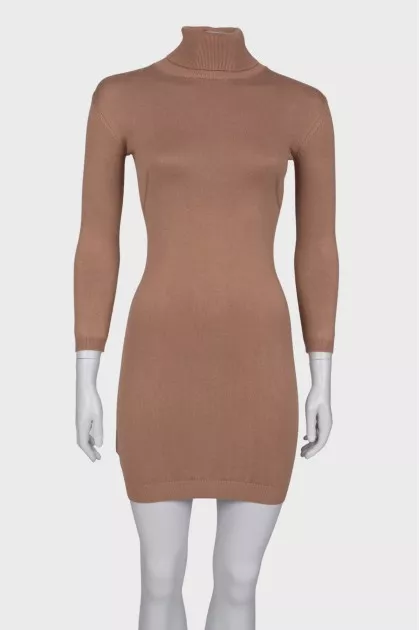 Dark beige turtleneck dress