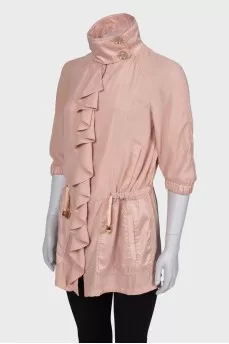 Beige ruffled anorak