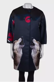 Navy blue printed coat