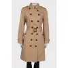 Beige double-breasted trench coat