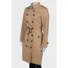 Beige double-breasted trench coat