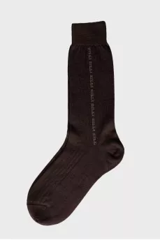 Men's brown socks with brand logo