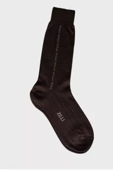 Men's brown socks with brand logo
