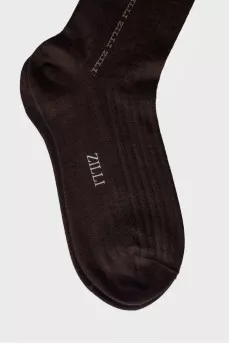 Men's brown socks with brand logo