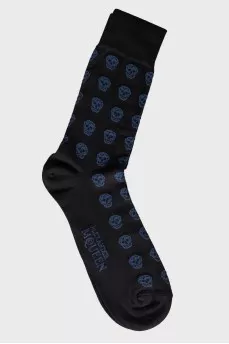 Men's dark blue printed socks