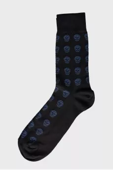 Men's dark blue printed socks