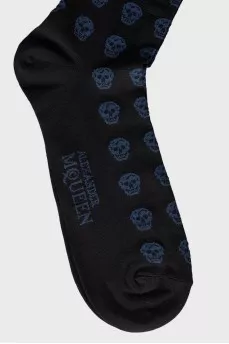 Men's dark blue printed socks