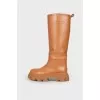 Brown leather boots
