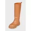 Brown leather boots