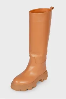 Brown leather boots