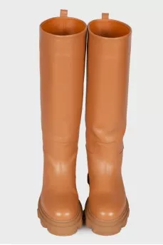 Brown leather boots