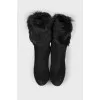 Suede ankle boots with fur