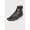 Leather boots with rhinestones