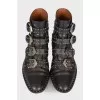 Leather boots with rhinestones