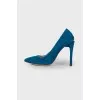 Navy blue suede shoes