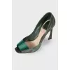 Green snakeskin embossed shoes