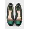 Green snakeskin embossed shoes