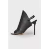 Black leather sandals