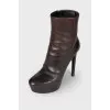 High-heeled leather ankle boots