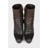 High-heeled leather ankle boots