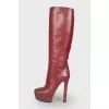 Square toe leather boots