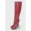 Square toe leather boots