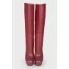 Square toe leather boots