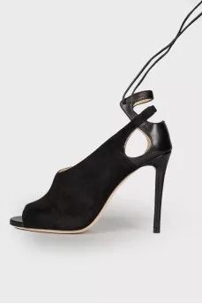 Black lace-up sandals