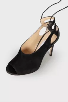 Black lace-up sandals