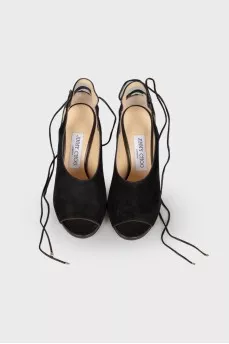Black lace-up sandals