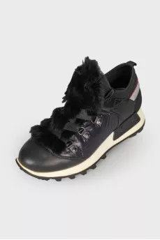 Combined sneakers with fur