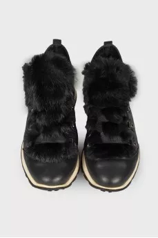 Combined sneakers with fur