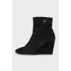 Suede wedge ankle boots