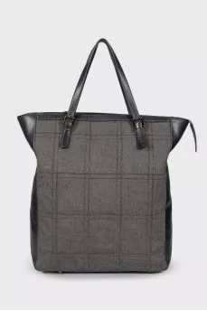 Navy check bag