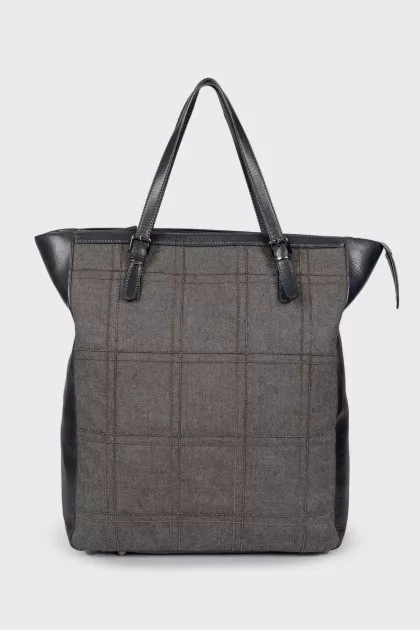 Navy check bag